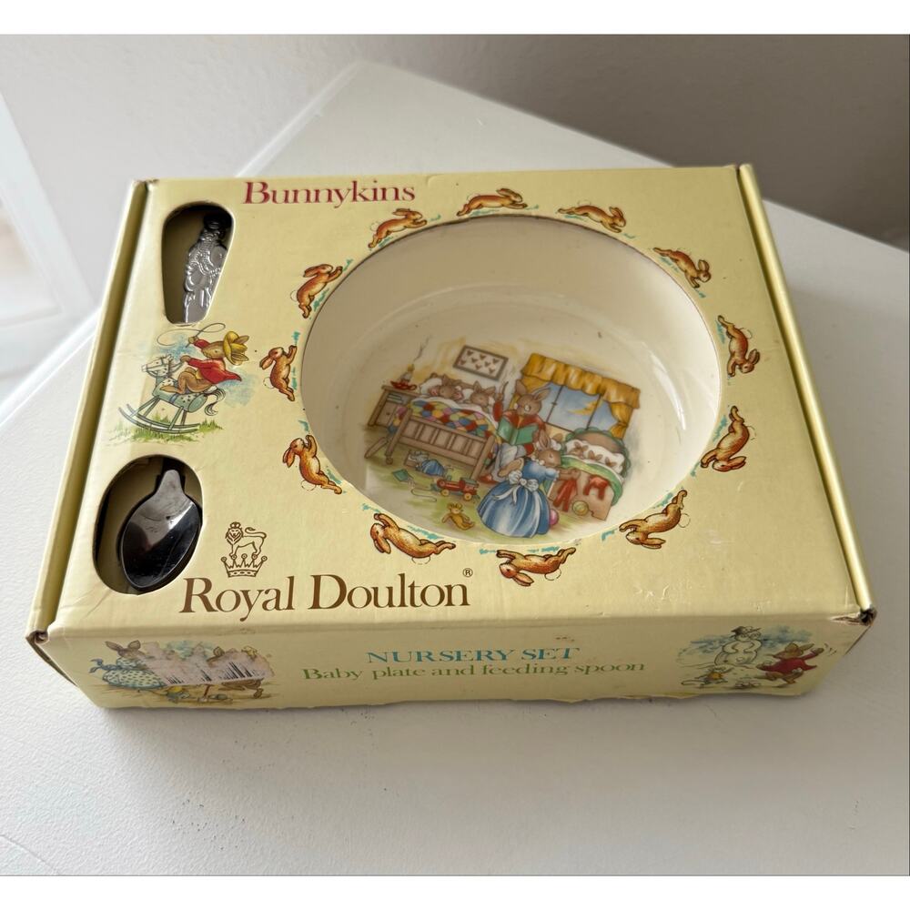 Royal Doulton Bunnykins Nursery Set 2 Piece Bone China Baby Plate & Spoon Easter